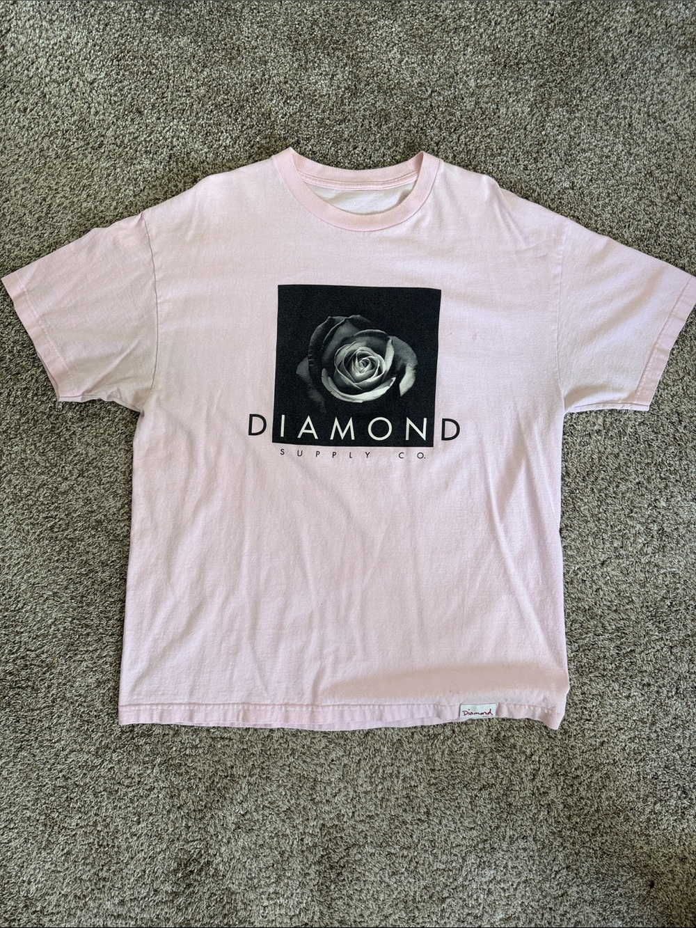 Diamond Supply Co. Light Pink Rose Logo Tee